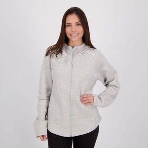Puma Women's Light Gray Full-Zip Hoodie